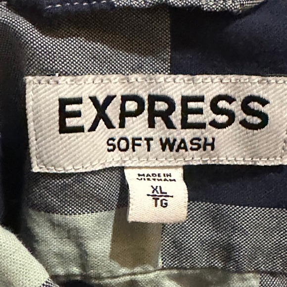 Express Soft Wash Navy Blue and Green Plaid Button Down Shirt Men's XL - Picture 2 of 6